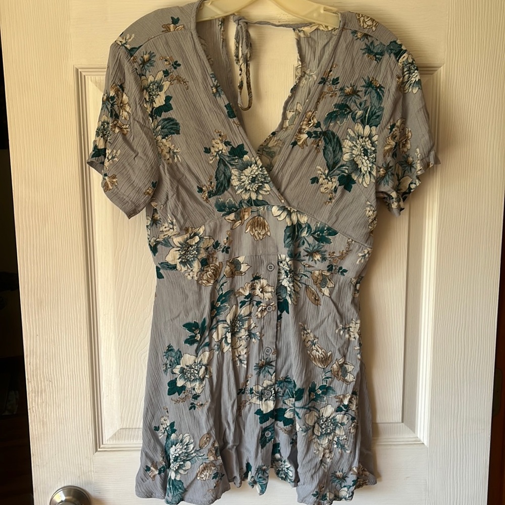 Light blue sundress with floral pattern